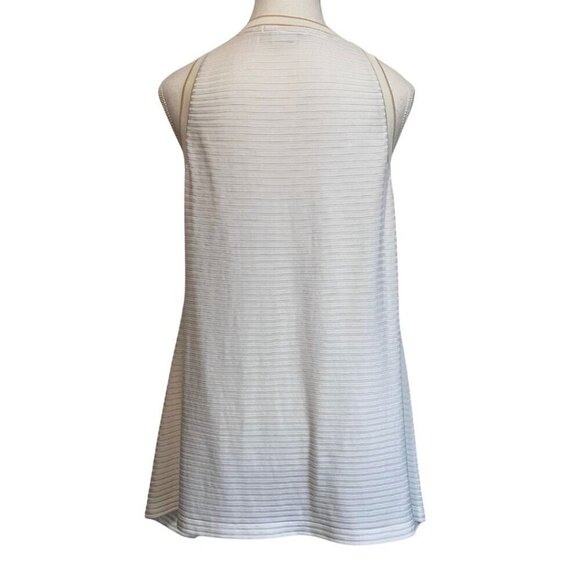NWOT LACOSTE IVORY WHITE STRIPED NECK ASYMMETRICAL TUNIC TOP - 10 (42) - Picture 3 of 10